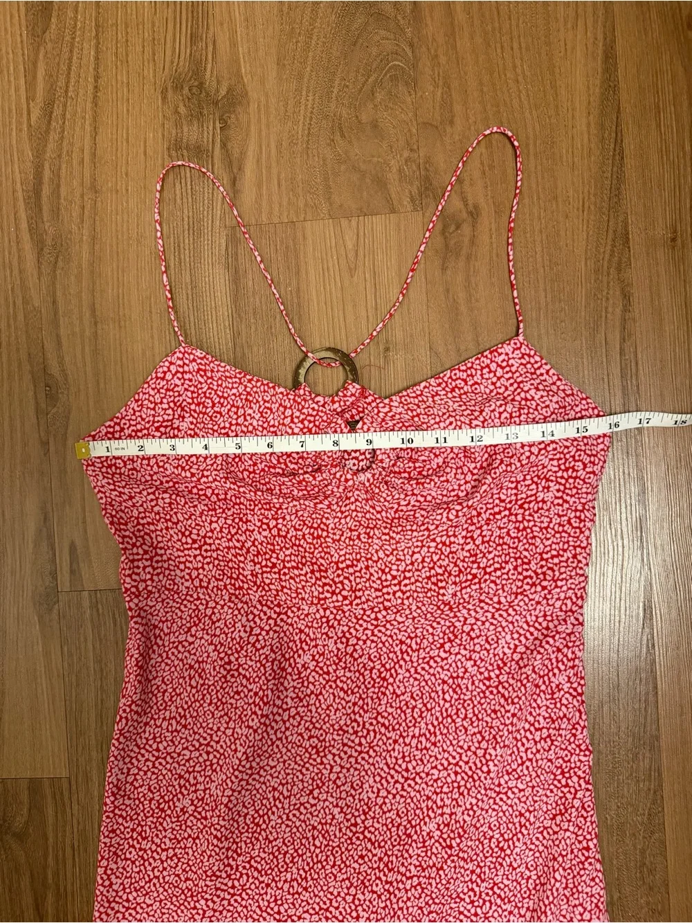 Zara Pink and Red Leopard Print Maxi Summer Dress with Wooden Ring Details - Picture 7 of 8